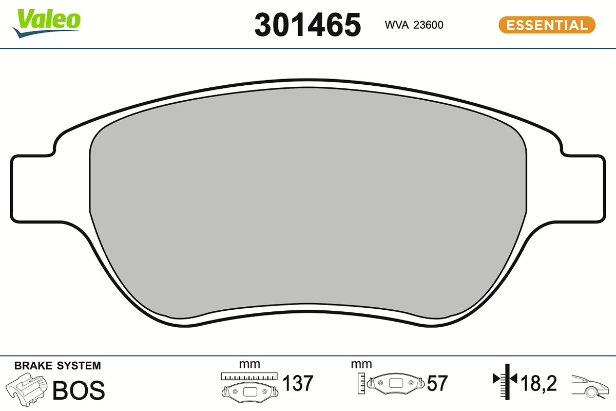 Jeu de 4 plaquettes de frein VALEO ref. 301465